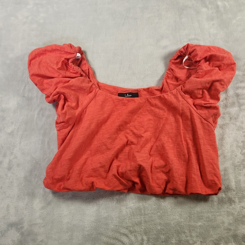 Lulus Orange Off-The-Shoulder Puff Sleeve‎ Crop Top size Large